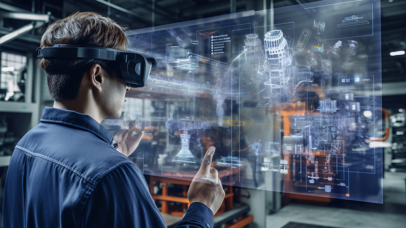 smart technology futuristic in industry 4.0 concept, engineer use augmented mixed virtual reality to education and training, repairs and maintenance, sales, product and site design, and more